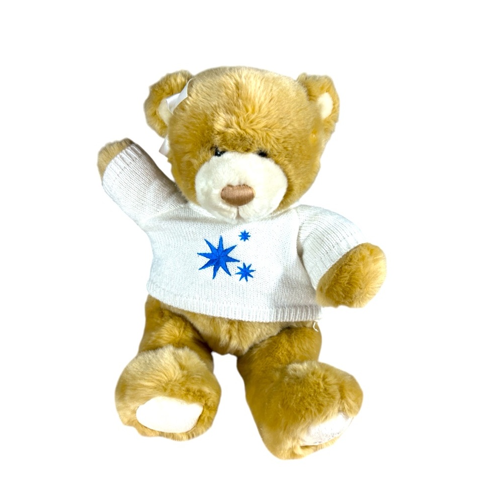 Brooks Brothers Beige Plush Teddy Bear 17" Ear Bow Star Sweater Soft Toy Stuffed